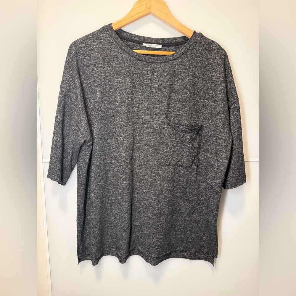Zara Men's Charcoal Long Sleeve Tee